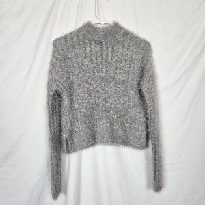 Candie's Fuzzy Sweater Long Sleeve Light Gray Size S